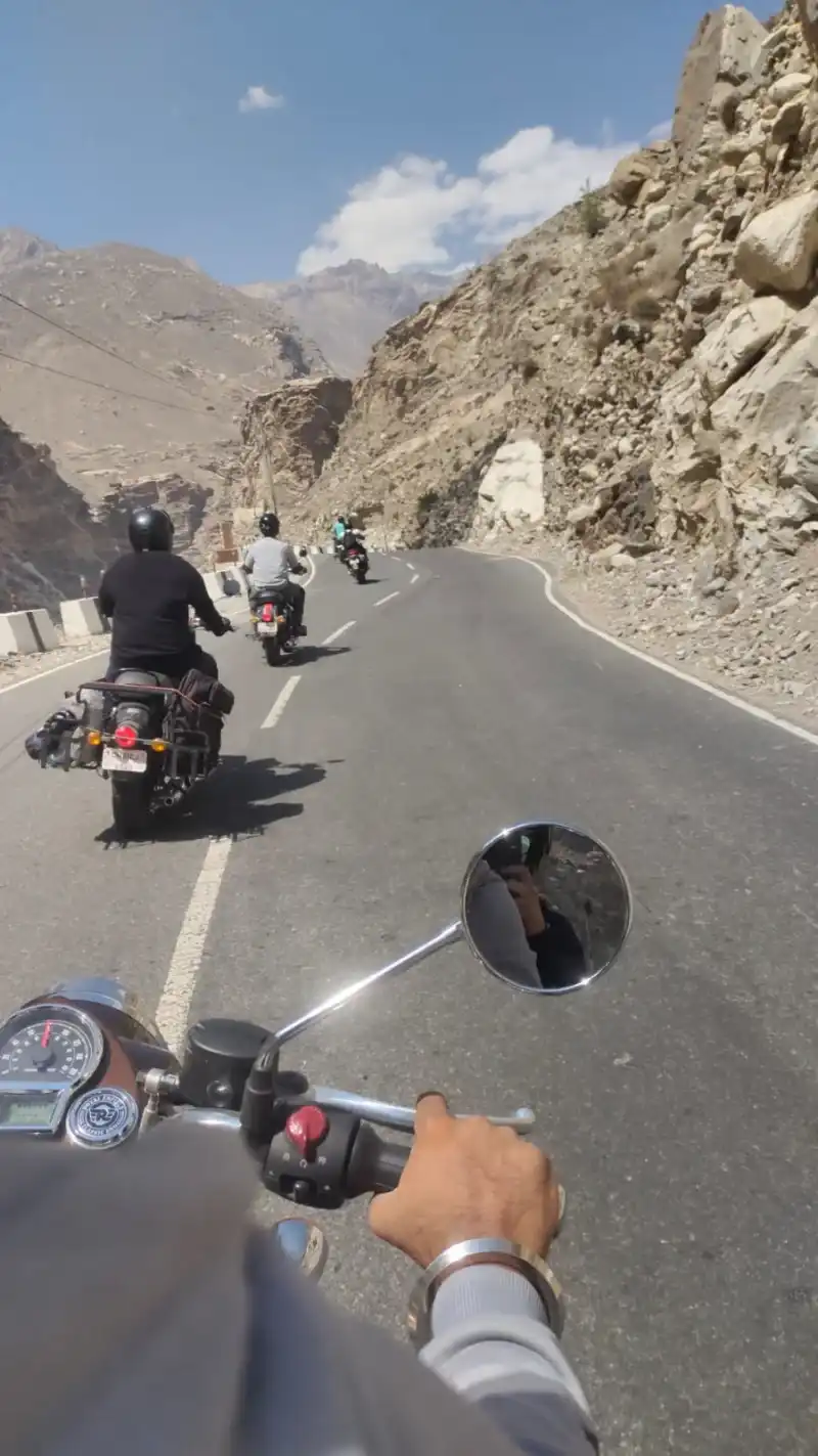 Tour Group posing with bikes Spiti Valley